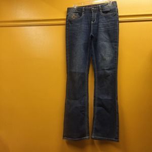 Red Camel Embroidered Flap Pocket Contrast Stitch Jeans Girl 16 15"W 9.5"R I 30"